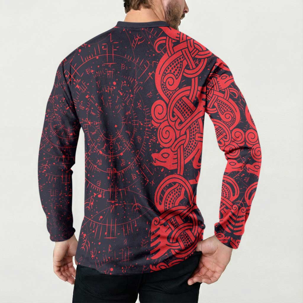 Norse Viking Dragon Button Sweatshirt Celtic Knotwork and Runic Mythology Art