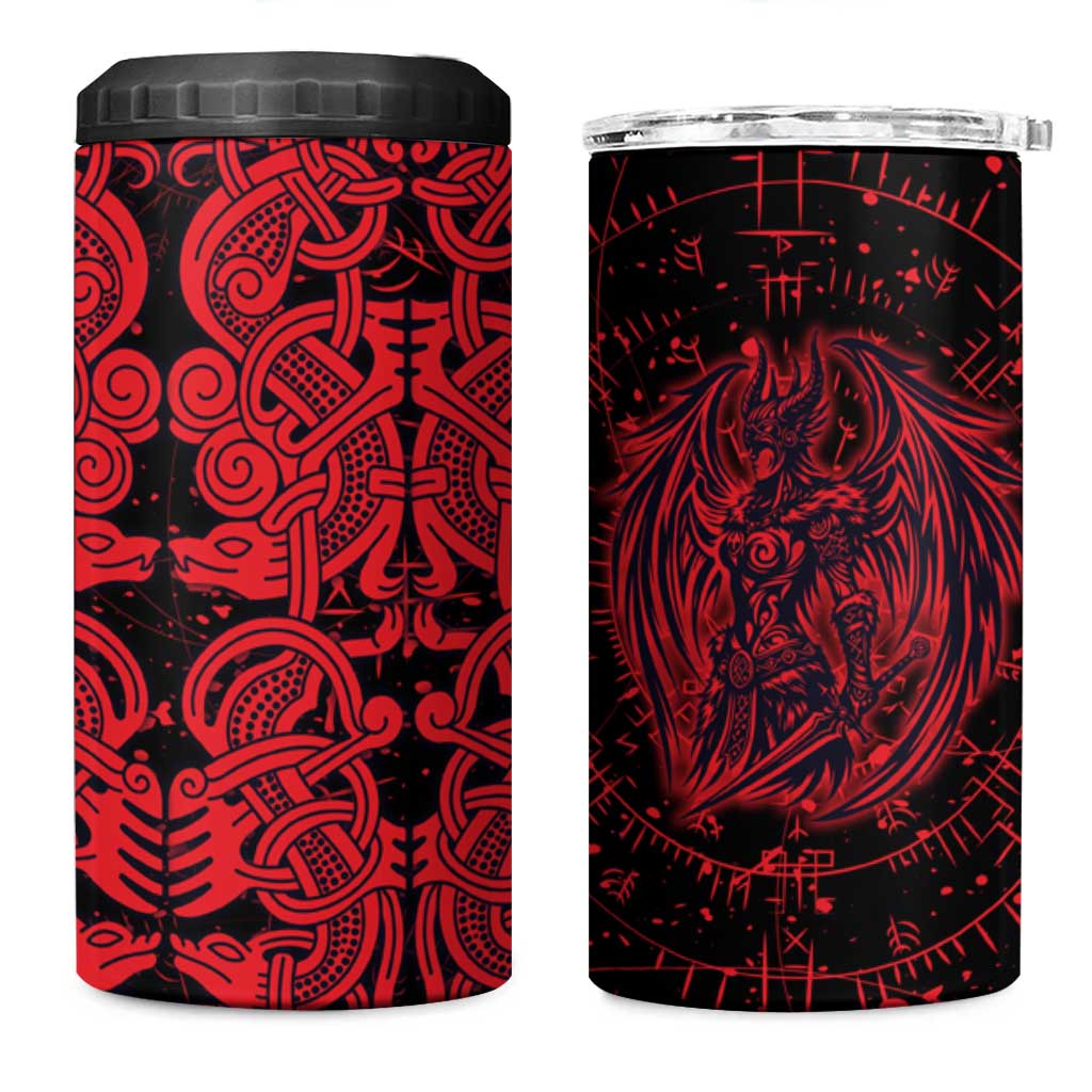 Norse Viking Dragon 4 in 1 Can Cooler Tumbler Celtic Knotwork and Runic Mythology Art