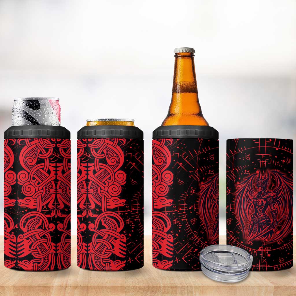 Norse Viking Dragon 4 in 1 Can Cooler Tumbler Celtic Knotwork and Runic Mythology Art