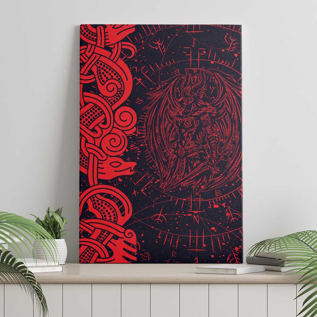 Norse Viking Dragon Canvas Wall Art Celtic Knotwork and Runic Mythology Art
