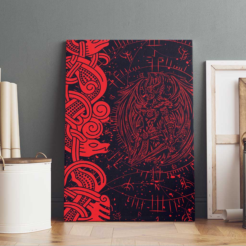 Norse Viking Dragon Canvas Wall Art Celtic Knotwork and Runic Mythology Art