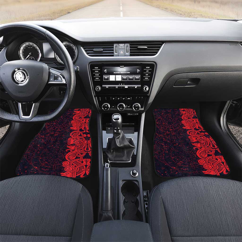 Norse Viking Dragon Car Mats Celtic Knotwork and Runic Mythology Art