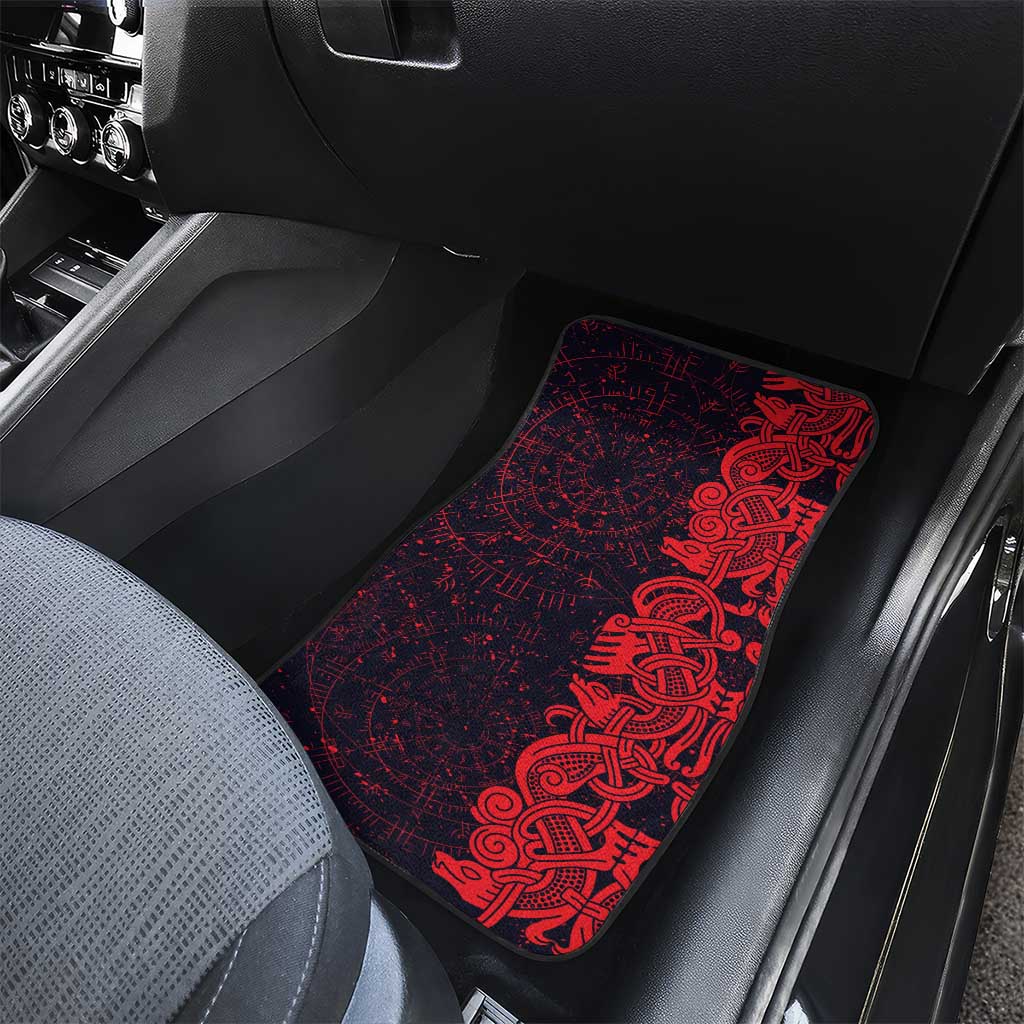 Norse Viking Dragon Car Mats Celtic Knotwork and Runic Mythology Art
