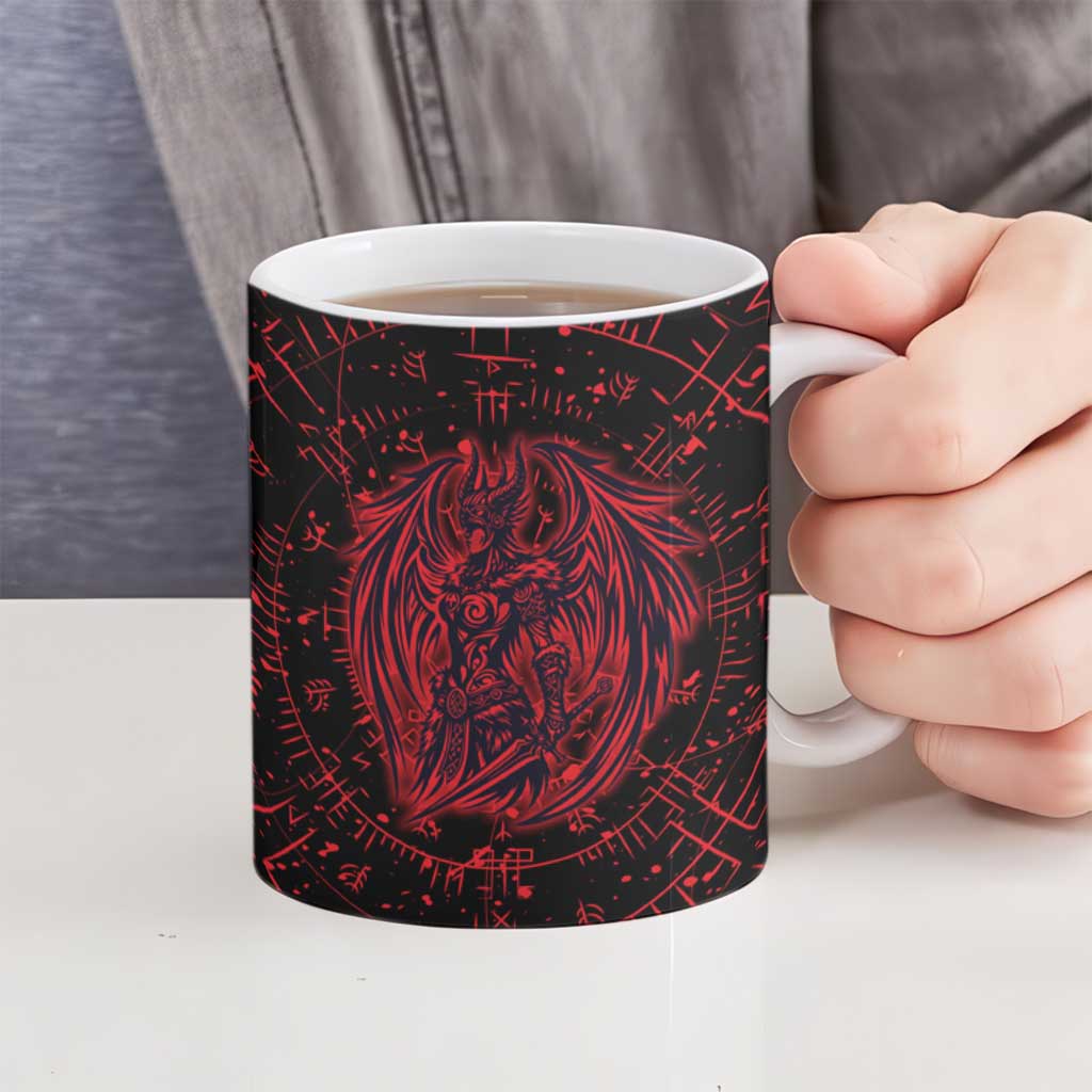 Norse Viking Dragon Ceramic Mug Celtic Knotwork and Runic Mythology Art