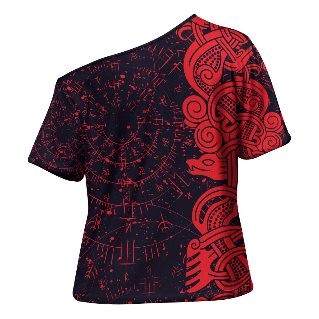 Norse Viking Dragon Cross Shoulder Shirt Celtic Knotwork and Runic Mythology Art