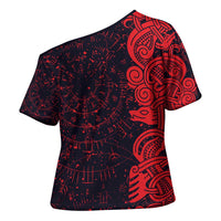 Norse Viking Dragon Cross Shoulder Shirt Celtic Knotwork and Runic Mythology Art