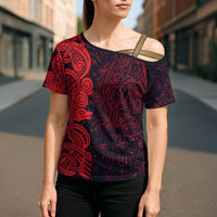 Norse Viking Dragon Cross Shoulder Shirt Celtic Knotwork and Runic Mythology Art