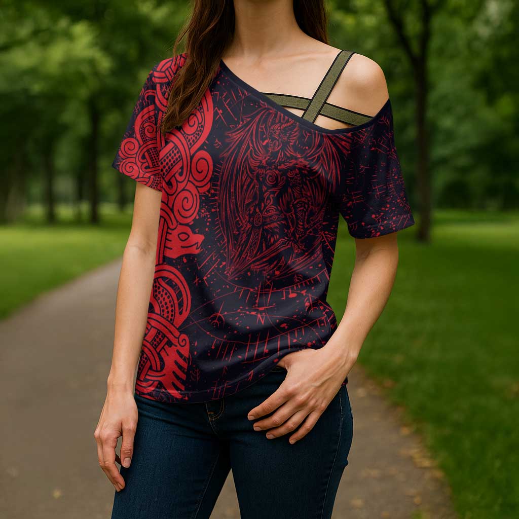 Norse Viking Dragon Cross Shoulder Shirt Celtic Knotwork and Runic Mythology Art