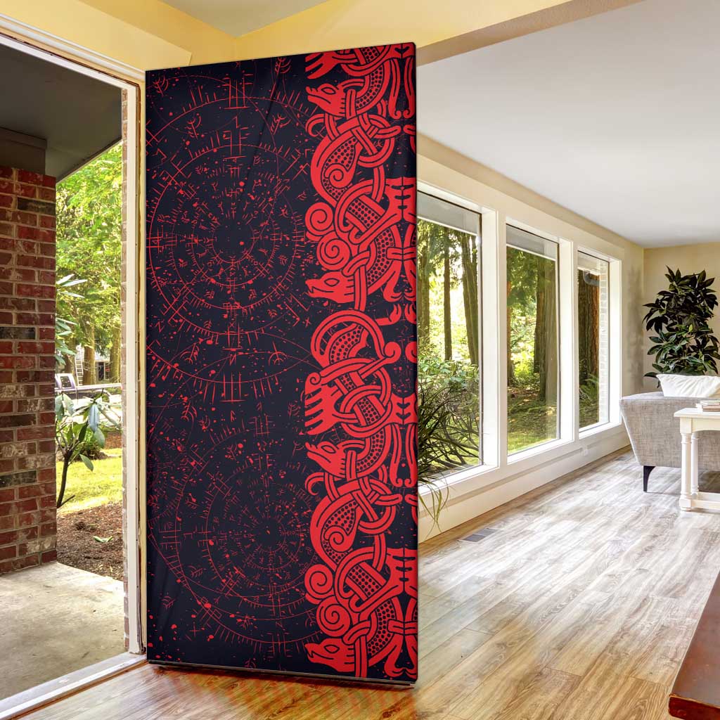 Norse Viking Dragon Door Cover Celtic Knotwork and Runic Mythology Art