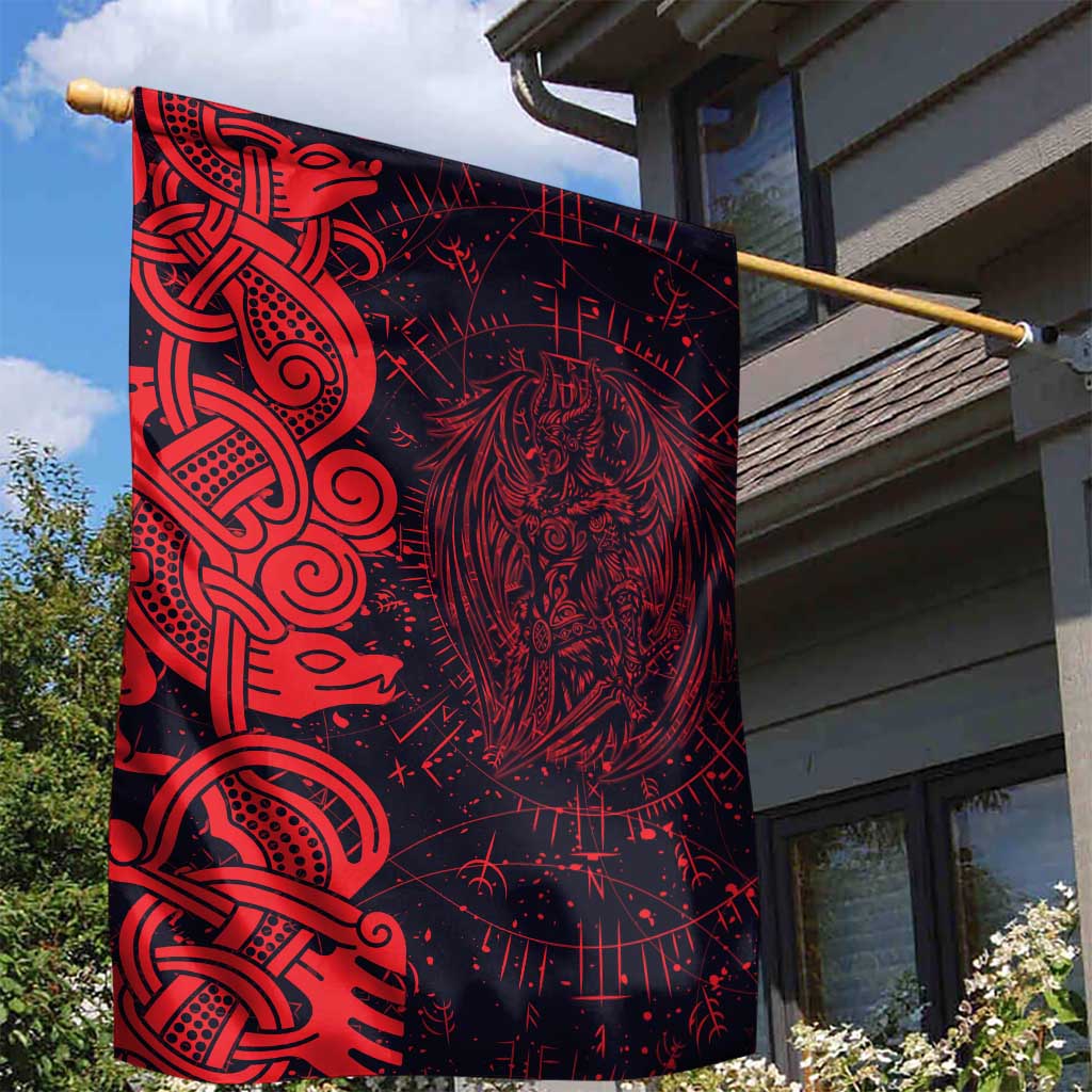 Norse Viking Dragon Garden Flag Celtic Knotwork and Runic Mythology Art