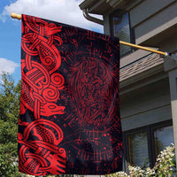 Norse Viking Dragon Garden Flag Celtic Knotwork and Runic Mythology Art