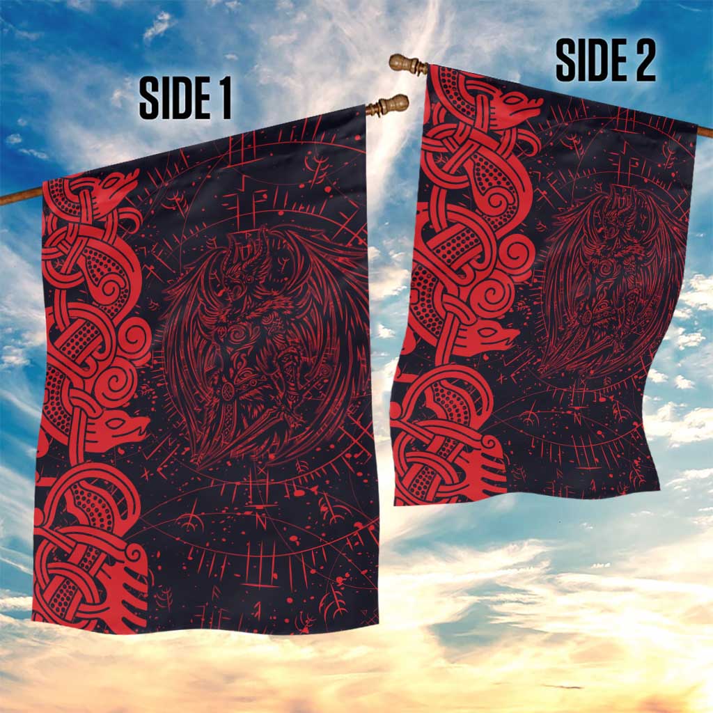Norse Viking Dragon Garden Flag Celtic Knotwork and Runic Mythology Art