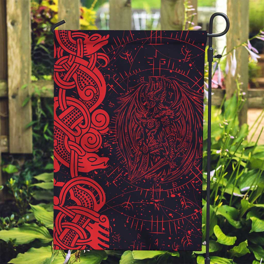 Norse Viking Dragon Garden Flag Celtic Knotwork and Runic Mythology Art