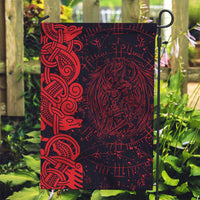 Norse Viking Dragon Garden Flag Celtic Knotwork and Runic Mythology Art