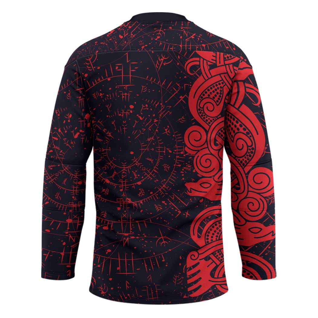 Norse Viking Dragon Hockey Jersey Celtic Knotwork and Runic Mythology Art