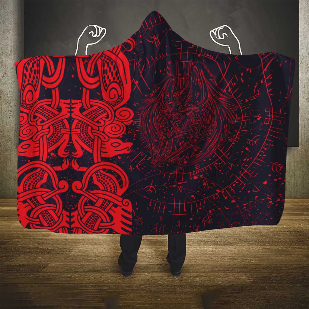 Norse Viking Dragon Hooded Blanket Celtic Knotwork and Runic Mythology Art