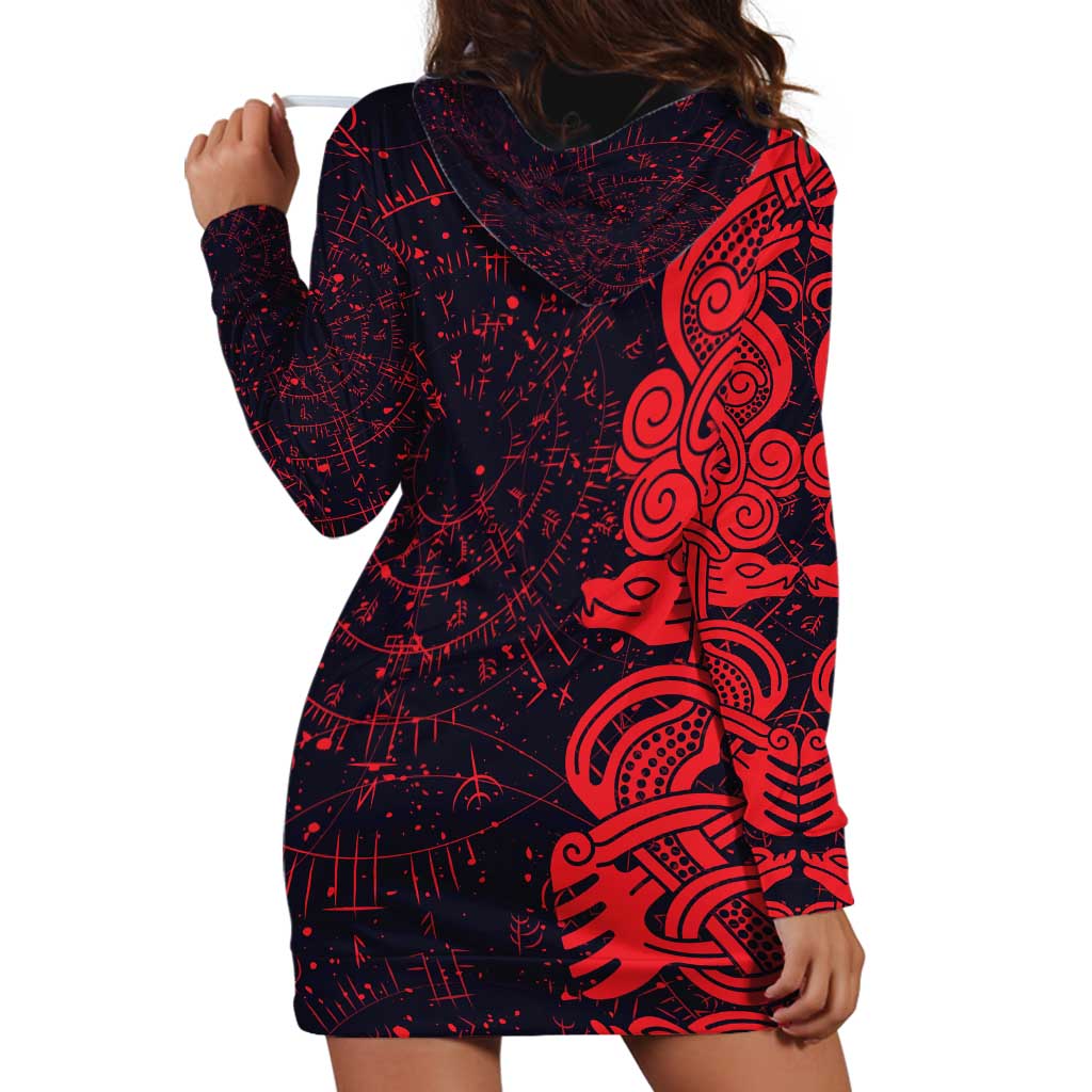 Norse Viking Dragon Hoodie Dress Celtic Knotwork and Runic Mythology Art