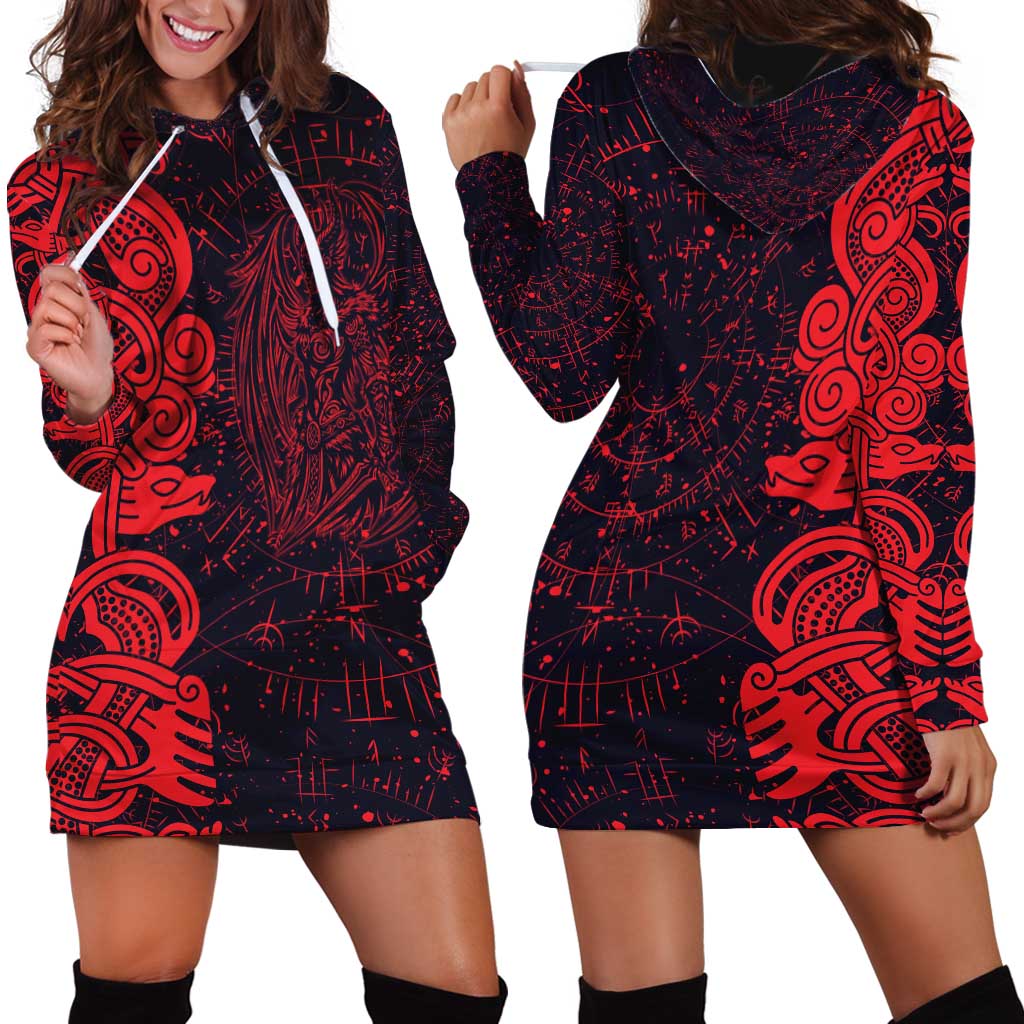 Norse Viking Dragon Hoodie Dress Celtic Knotwork and Runic Mythology Art