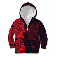 Norse Viking Dragon Kid Hoodie Celtic Knotwork and Runic Mythology Art