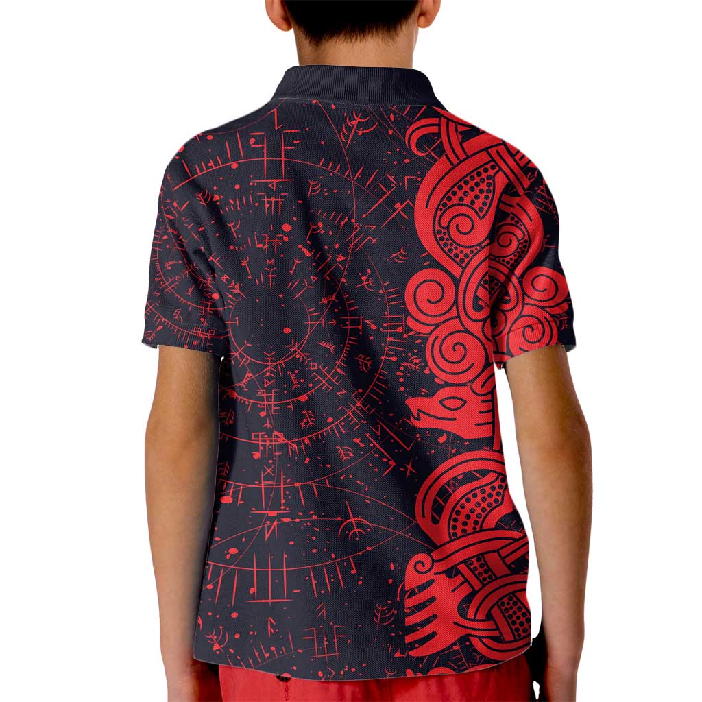 Norse Viking Dragon Kid Polo Shirt Celtic Knotwork and Runic Mythology Art