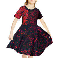 Norse Viking Dragon Kid Short Sleeve Dress Celtic Knotwork and Runic Mythology Art