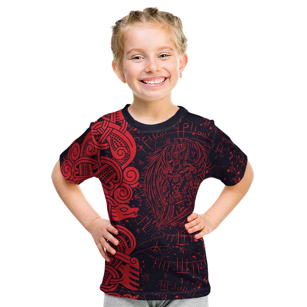 Norse Viking Dragon Kid T Shirt Celtic Knotwork and Runic Mythology Art