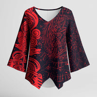 Norse Viking Dragon Kimono Sleeve Blouse Celtic Knotwork and Runic Mythology Art