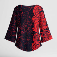 Norse Viking Dragon Kimono Sleeve Blouse Celtic Knotwork and Runic Mythology Art