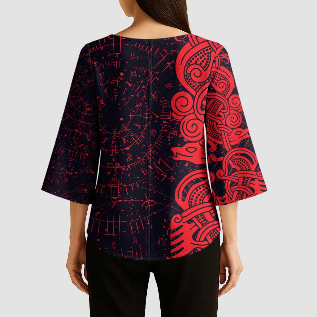Norse Viking Dragon Kimono Sleeve Blouse Celtic Knotwork and Runic Mythology Art