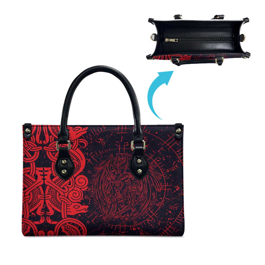 Norse Viking Dragon Leather Bag Celtic Knotwork and Runic Mythology Art