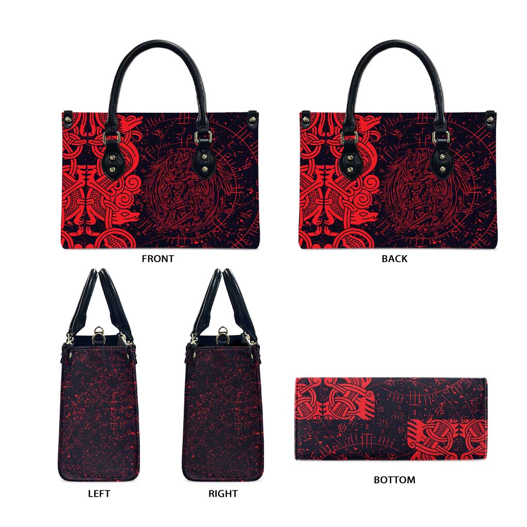 Norse Viking Dragon Leather Bag Celtic Knotwork and Runic Mythology Art