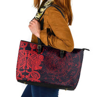 Norse Viking Dragon Leather Tote Bag Celtic Knotwork and Runic Mythology Art