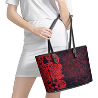 Norse Viking Dragon Leather Tote Bag Celtic Knotwork and Runic Mythology Art