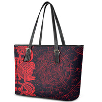 Norse Viking Dragon Leather Tote Bag Celtic Knotwork and Runic Mythology Art