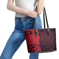 Norse Viking Dragon Leather Tote Bag Celtic Knotwork and Runic Mythology Art