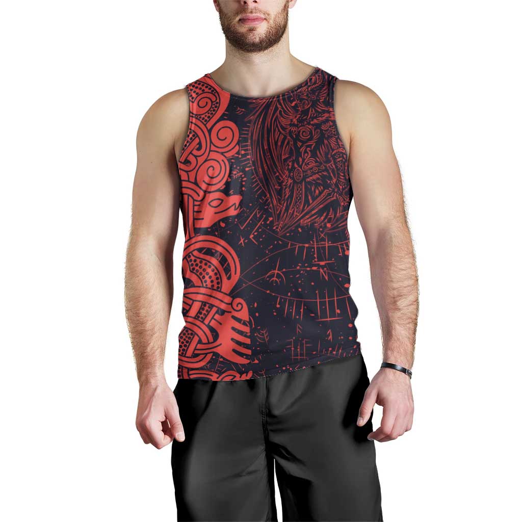 Norse Viking Dragon Men Tank Top Celtic Knotwork and Runic Mythology Art