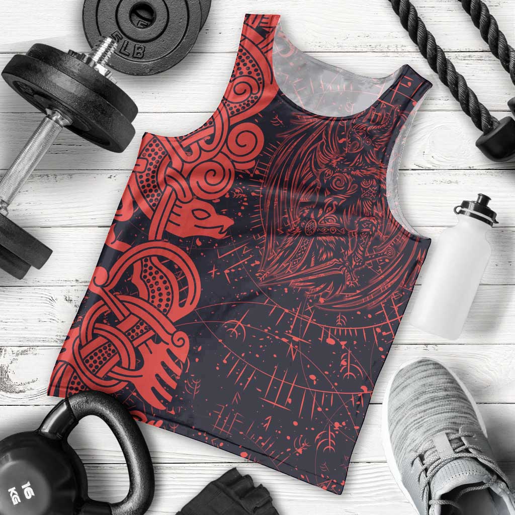 Norse Viking Dragon Men Tank Top Celtic Knotwork and Runic Mythology Art