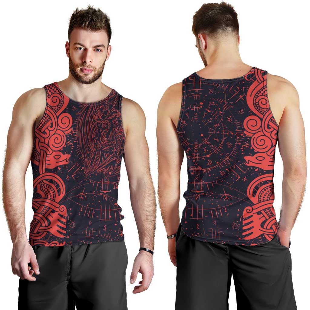 Norse Viking Dragon Men Tank Top Celtic Knotwork and Runic Mythology Art