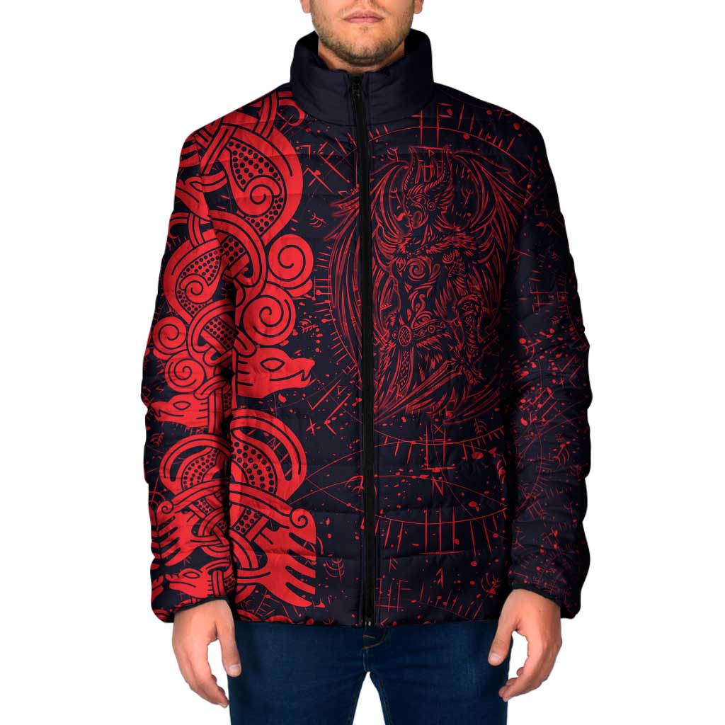 Norse Viking Dragon Padded Jacket Celtic Knotwork and Runic Mythology Art