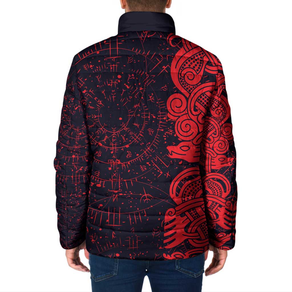 Norse Viking Dragon Padded Jacket Celtic Knotwork and Runic Mythology Art