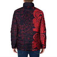 Norse Viking Dragon Padded Jacket Celtic Knotwork and Runic Mythology Art