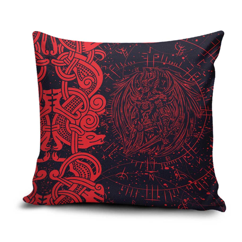 Norse Viking Dragon Pillow Cover Celtic Knotwork and Runic Mythology Art