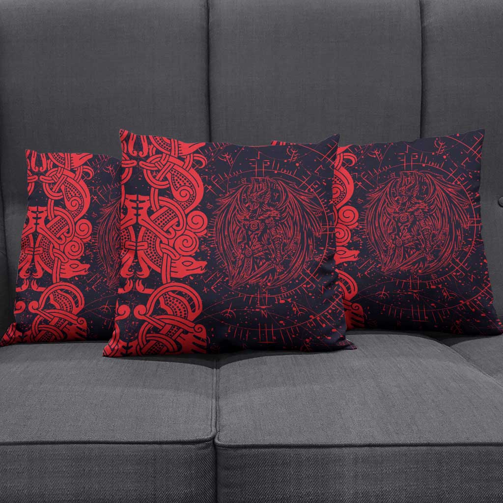 Norse Viking Dragon Pillow Cover Celtic Knotwork and Runic Mythology Art