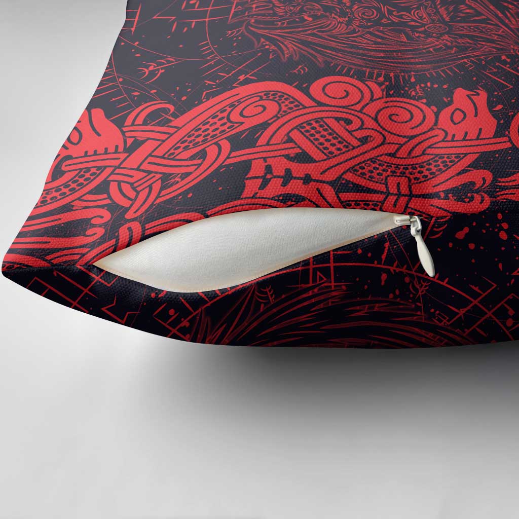 Norse Viking Dragon Pillow Cover Celtic Knotwork and Runic Mythology Art