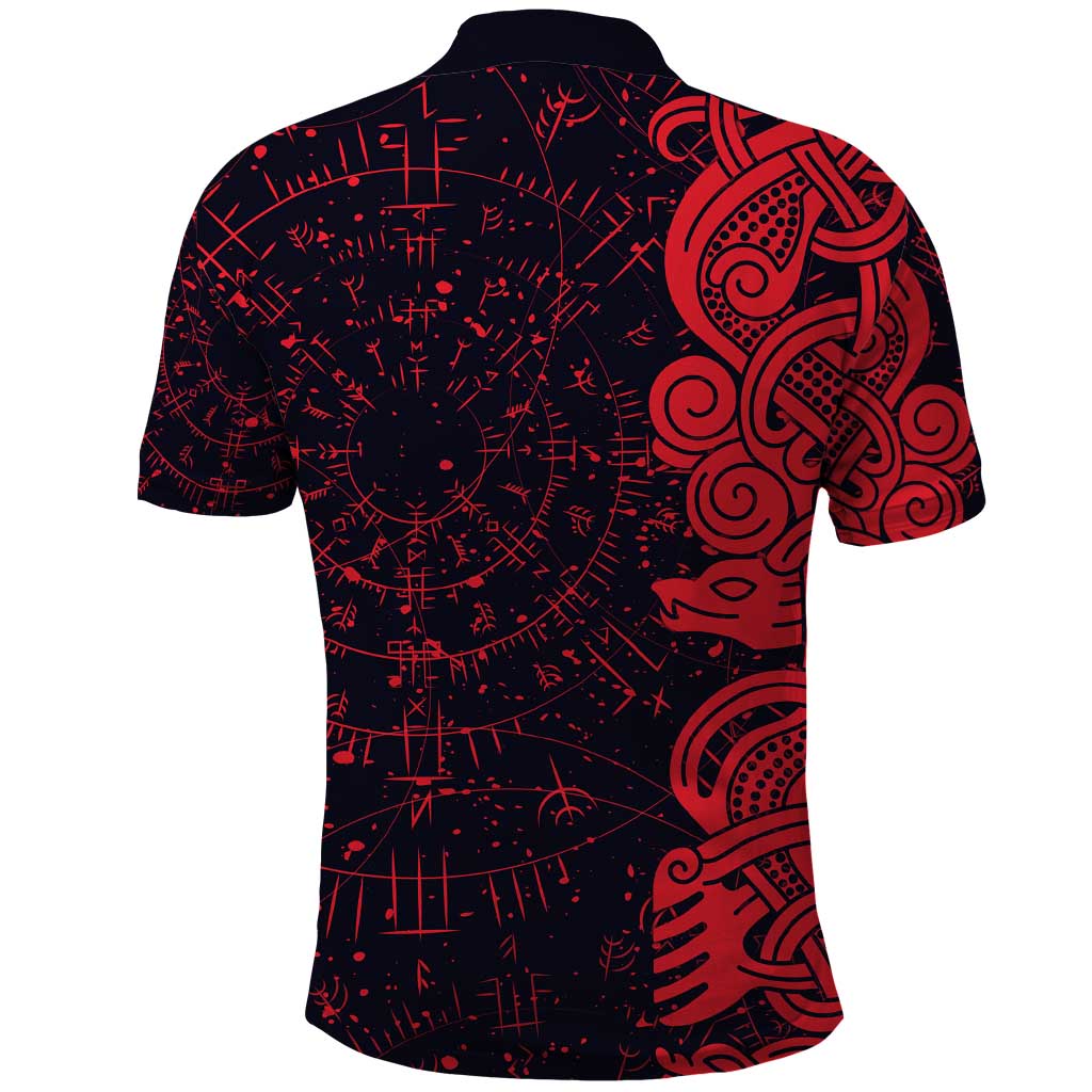 Norse Viking Dragon Polo Shirt Celtic Knotwork and Runic Mythology Art