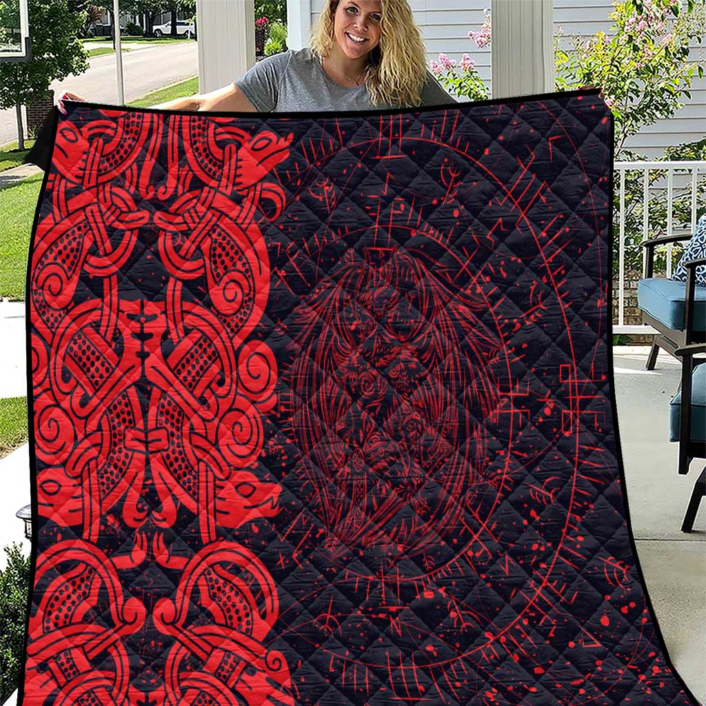 Norse Viking Dragon Quilt Celtic Knotwork and Runic Mythology Art