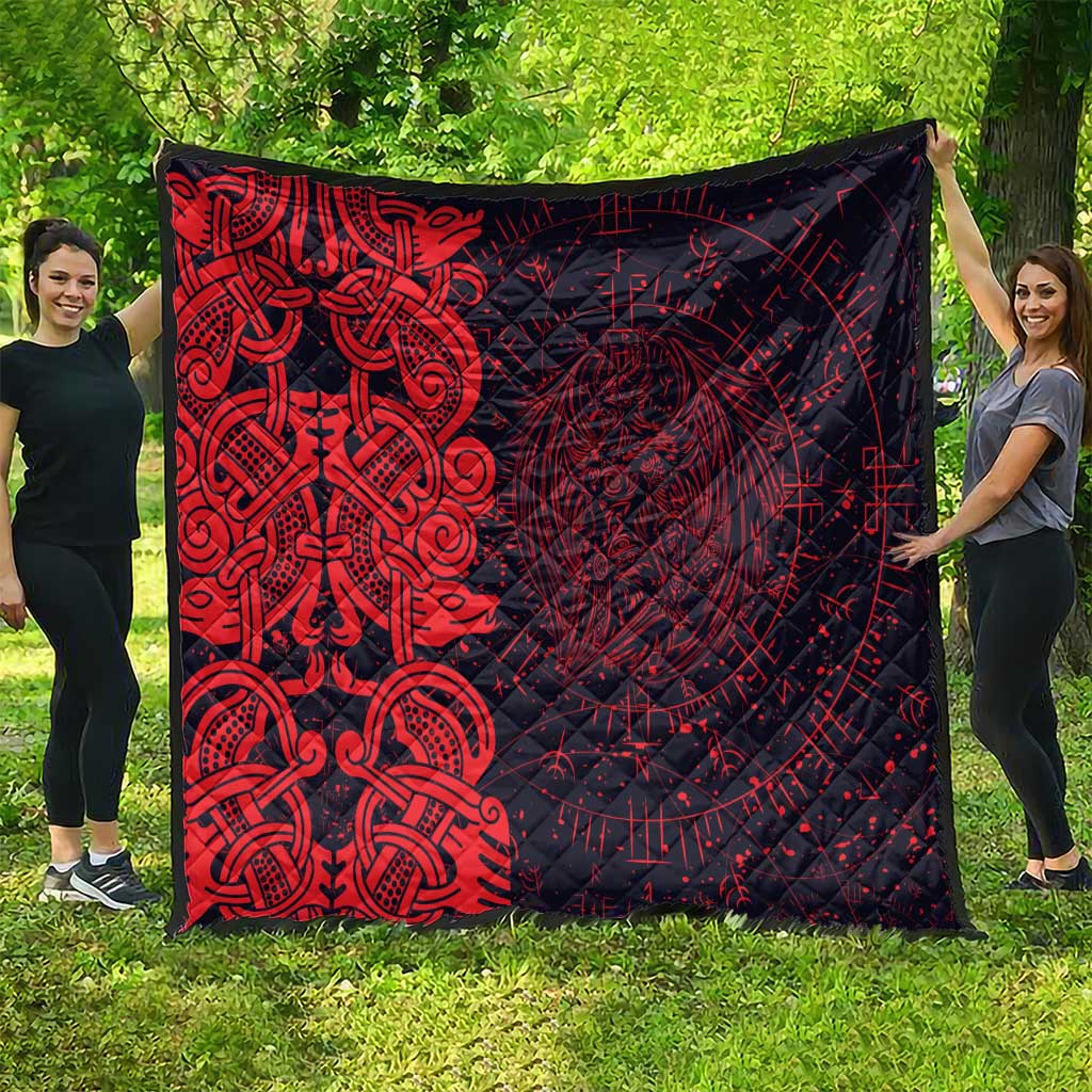Norse Viking Dragon Quilt Celtic Knotwork and Runic Mythology Art
