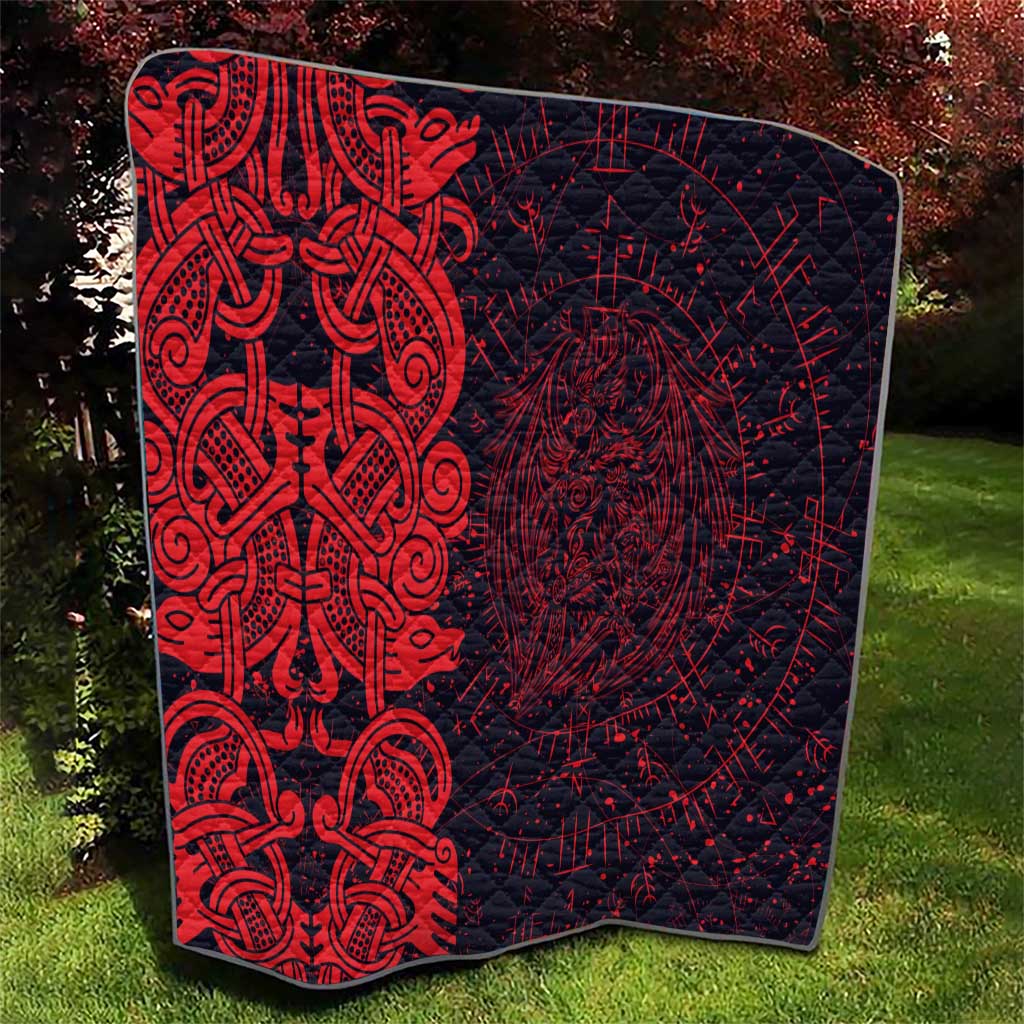 Norse Viking Dragon Quilt Celtic Knotwork and Runic Mythology Art