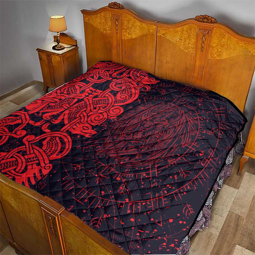 Norse Viking Dragon Quilt Celtic Knotwork and Runic Mythology Art
