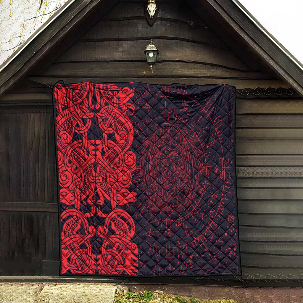 Norse Viking Dragon Quilt Celtic Knotwork and Runic Mythology Art